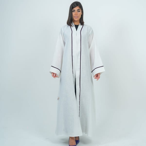 White-R-202569 Embellishment Abaya With Wide Sleeves